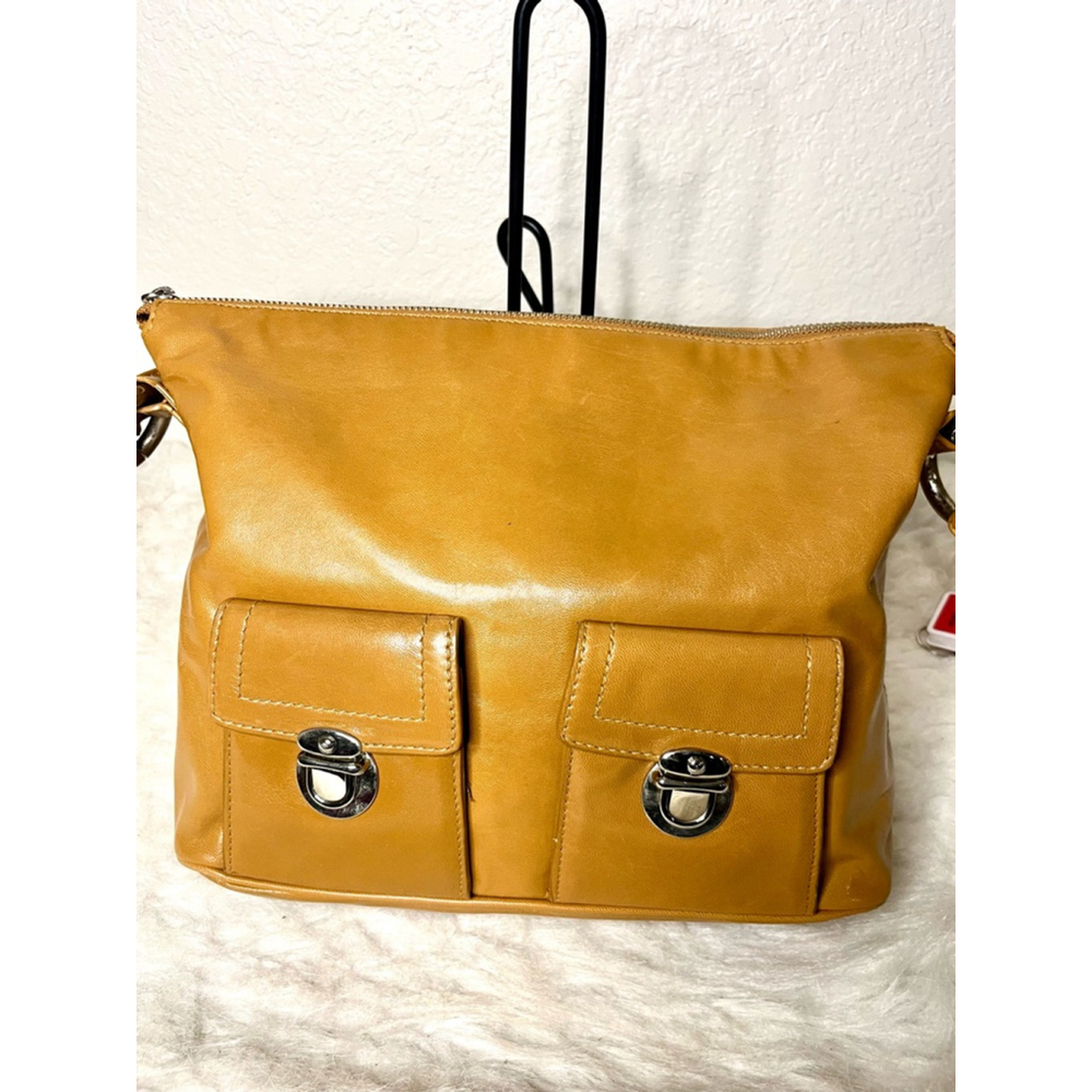 Vintage Nine West Camel Buckle Leather Shoulder Bag